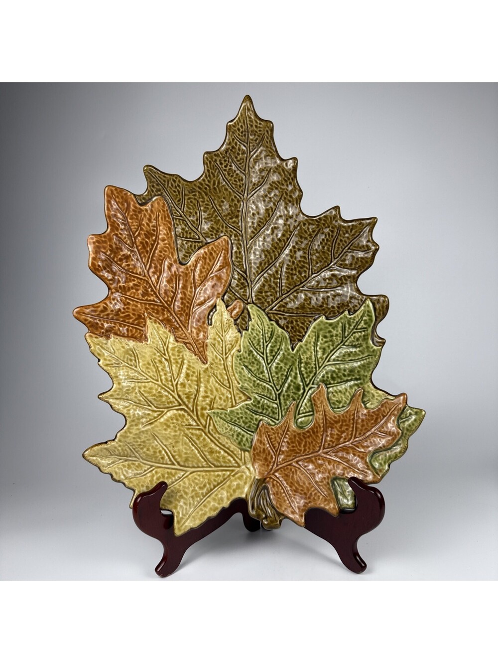 Chris Madden Colorful Leaf Platter JCPenney Home Ceramic Autumn Serving Tray 17"
